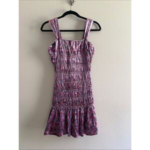 New Free the Roses Women's Floral Smocked Velvet Mini Dress S